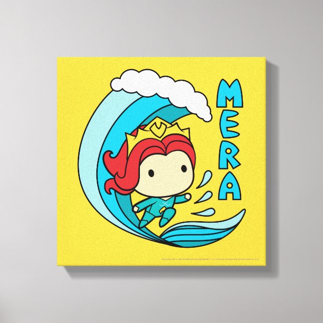 Impressão Em Tela Aquaman | Chibi Mera Riding Wave Graphic (Frente)