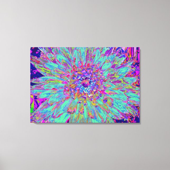 Impressão Em Tela Aquamarine Rainbow Color Abstrato Dahlia Flower (Frente)