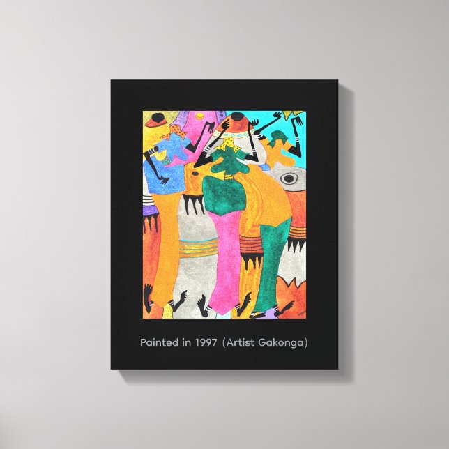 Impressão Em Tela Aquarela, Arte Africana, Ótima dança alegre (Frente)