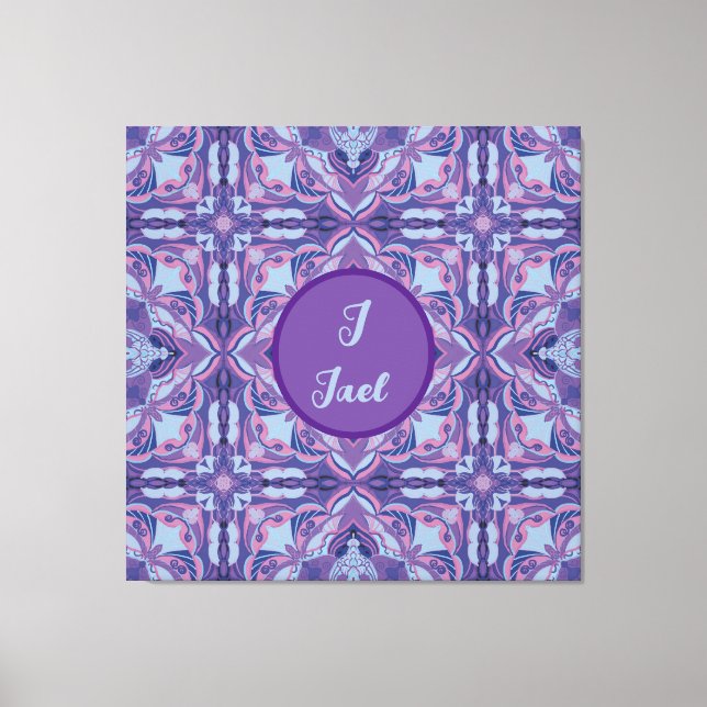 Impressão Em Tela Aquarela Azulejo Violet Espanhol Personalizado (Frente)