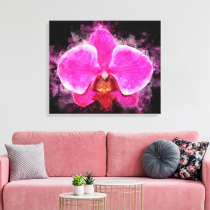 Impressão Em Tela Aquarela de flor de orquídea - rosa bb 02