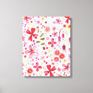 Impressão Em Tela Aquarela de Flor Selvagem Moderna