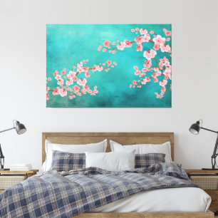 Impressão Em Tela Aquarela de Flores de Cerejeira
