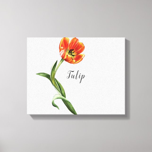 Impressão em tela aquarela de tulipa laranja (Frente)