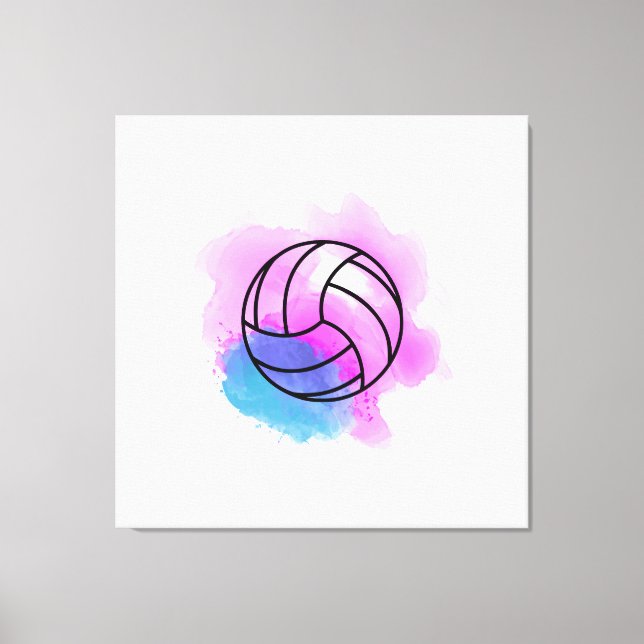 Impressão Em Tela Aquarela de Volei (Frente)
