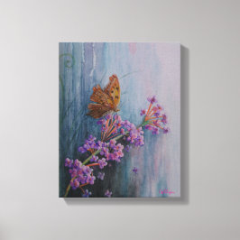 Impressão Em Tela Aquarela Flor e Borboleta
