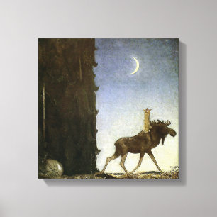 Impressão Em Tela Aquarela “Leap the Elk” de John Bauer