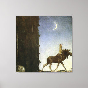 Impressão Em Tela Aquarela “Leap the Elk” de John Bauer