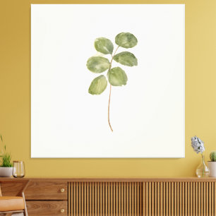 Impressão Em Tela Aquarela Minimalista Folhas Redondas Verdes