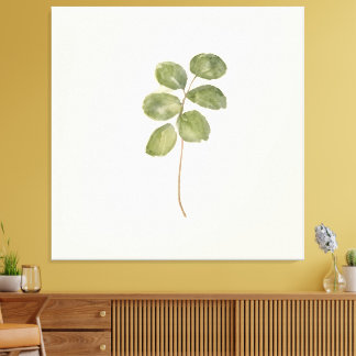 Impressão Em Tela Aquarela Minimalista Folhas Redondas Verdes