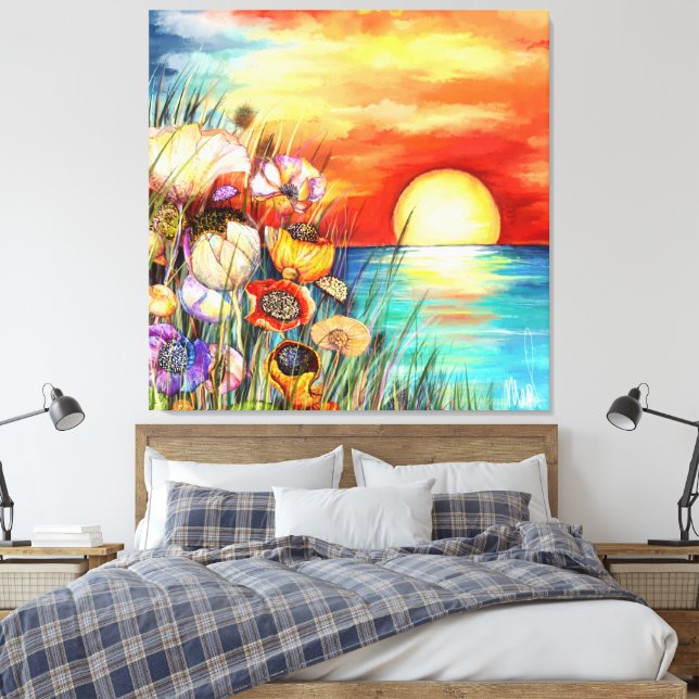 Impressão em Tela Aquarela Natureza Nascer do Sol (Insitu(Quarto))