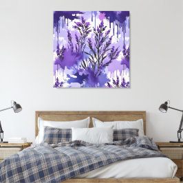 Impressão Em Tela Aquarela Roxa com Flores