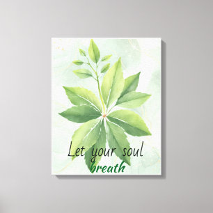 Impressão Em Tela Aquarela Verde Sage Deixa Poster botânico