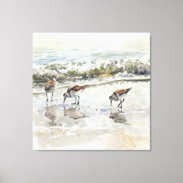 Impressão Em Tela Aquarelas de Arte da Praia de Sandpipers