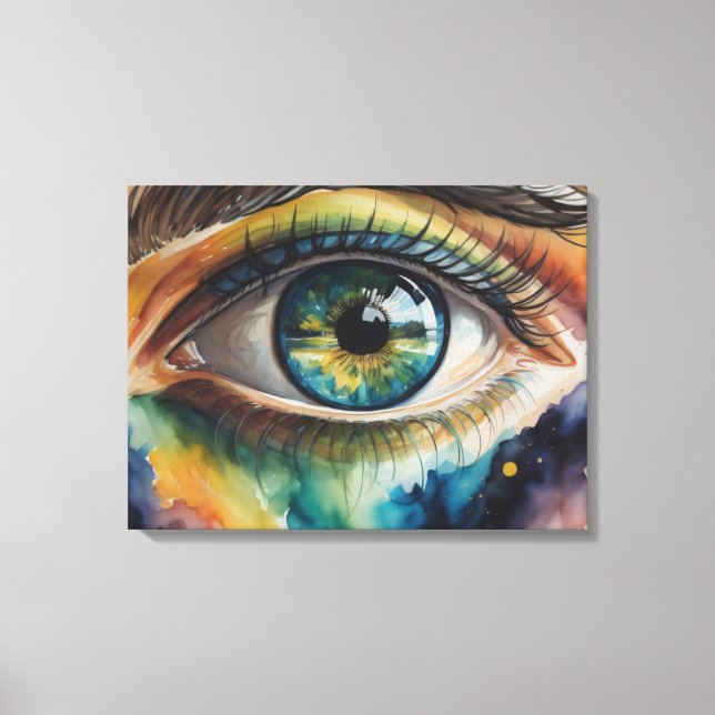 Impressão Em Tela aquarelle oeil bleu (Frente)
