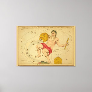 Impressão Em Tela Aquário - Sinal de Vintage da Imagem Zodiac