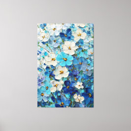 Impressão Em Tela Ar floral abstrato azul, branco e turquesa na pare