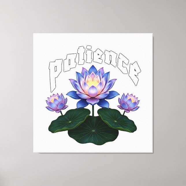 Impressão Em Tela Arabic Calligraphy Sabr Patience - Zen Lotus Flowe (Frente)
