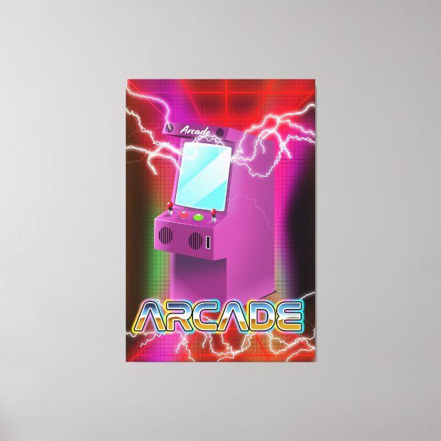 Impressão Em Tela Arcade retrô dos anos 80 (Frente)