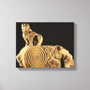 Impressão Em Tela Architrave amarelo com grifo, Sanchi do arenito,