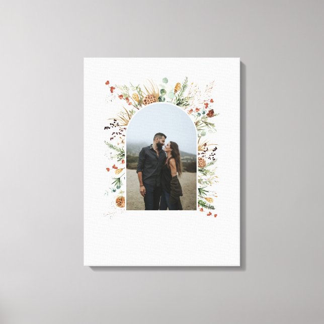 Impressão Em Tela Arco de foto de família aquarela botânica elegante (Frente)