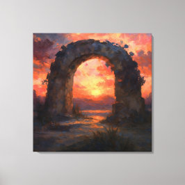 Impressão Em Tela Arco do Pôr do Sol - Arte de Paisagem em Estilo Pi