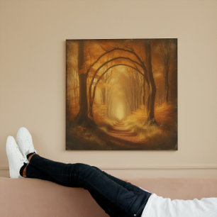 Impressão Em Tela Arco Dourado em Floresta Outonal Vintage