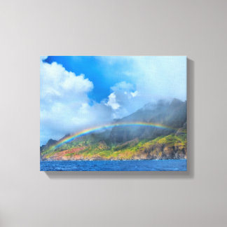 Impressão Em Tela Arco-íris sobre a Costa Na Pali Kauai, Havaí