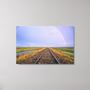 Impressão Em Tela Arco-íris sobre trilhos de trem perto de Fairfield
