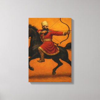 Impressão Em Tela Arco Montado em Rosto Vermelho em Cavalo Negro