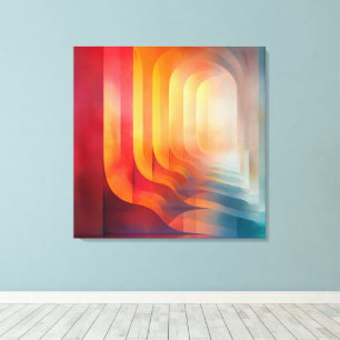 Impressão Em Tela Arcos Retro Glow – Abstrato Meados do Século