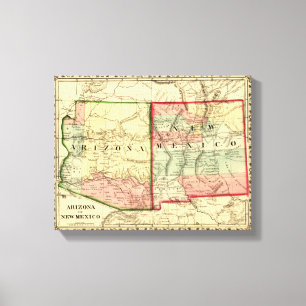 Impressão Em Tela Arizona e mapa novo de MexicoPanoramic