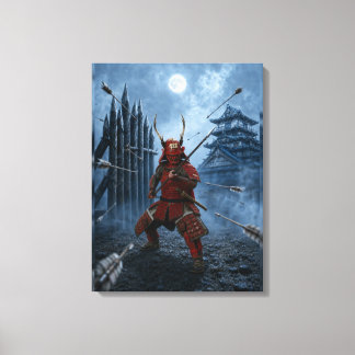 Impressão Em Tela Armadura de Samurai Sanada Yukimura Lua Azul