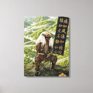 Impressão Em Tela Armadura de Samurai Takeda Shingen Montanhas Verde
