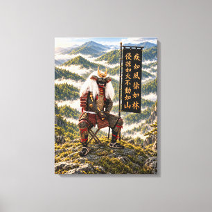 Impressão Em Tela Armadura de Samurai Takeda Shingen Montanhas Verde