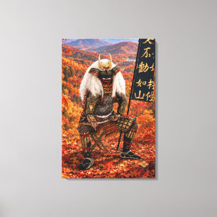 Impressão Em Tela Armadura de Samurai Takeda Shingen Outono 20x30 Te