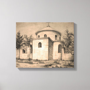Impressão Em Tela Arquitetura Antiga Igreja Ortodoxa Ruína Desenho
