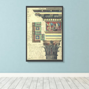 Impressão Em Tela Arquitetura de safra, Coluna com Moldagem de Corni