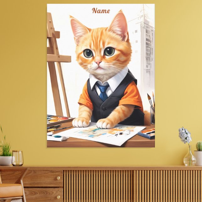 Impressão Em Tela Arquitetura sofisticada Ginger Kitten Art (Insitu(Sala de estar))
