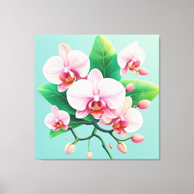 Impressão Em Tela Arranjo de Flores de Orquídea Rosa (Frente)