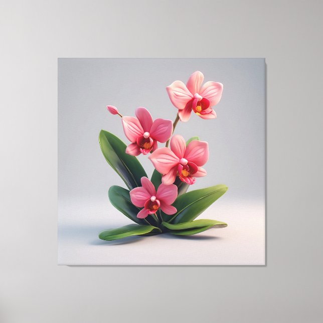 Impressão Em Tela Arranjo de Flores de Orquídea Rosa (Frente)