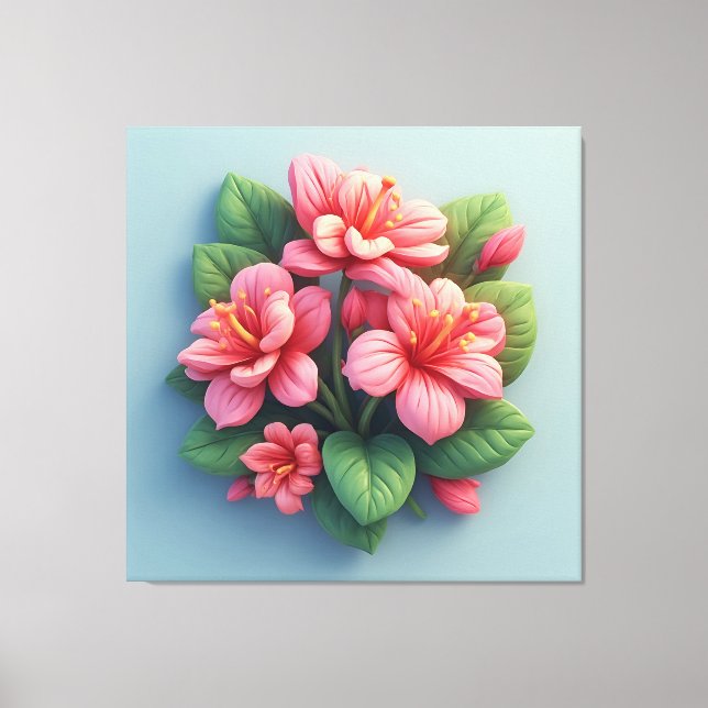 Impressão Em Tela Arranjo de Flores de Orquídea Rosa (Frente)