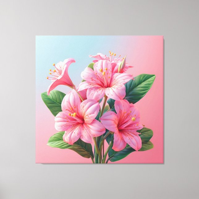 Impressão Em Tela Arranjo de Flores de Orquídea Rosa (Frente)