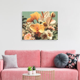 Impressão Em Tela Arranjo Floral de Antúrio e Flores Tropicais