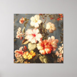 Impressão Em Tela Arranjo Floral Vintage Vibrante