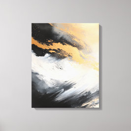 Impressão Em Tela Art abstrato preto branco e ouro