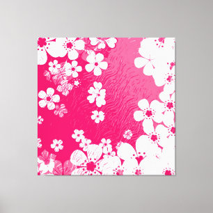 Impressão Em Tela Art, cor-de-rosa quente, padrão de fundo verde