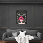 Impressão Em Tela Art Deco 1920 Lady Hat Dourada Frame Black<br><div class="desc">Estilo Glam Art Deco com esta dama de vidro em um chapéu vermelho e um quadro de estilo de vinte e poucos anos e tipografia Art Deco e 1925.</div>
