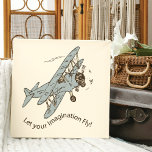 Impressão Em Tela Art Deco Bi-Aviões - deixe sua imaginação voar.<br><div class="desc">Um bi-plano azul de aço retrô desenhado à mão sobre um fundo creme. Esta é uma imagem transparente e o texto é uma parte fixa da imagem. Você pode alterar a cor de fundo e o tamanho e a posição da imagem e adicionar mais texto (talvez adicionar um nome?). Esta...</div>