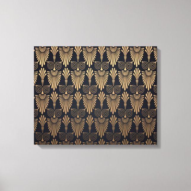 Impressão Em Tela Art Deco Black Dourado: Retro. (Frente)
